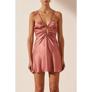 Shona Joy Angelica Keyhole Lace Front Mini Dress Rouge Size 10 NWT